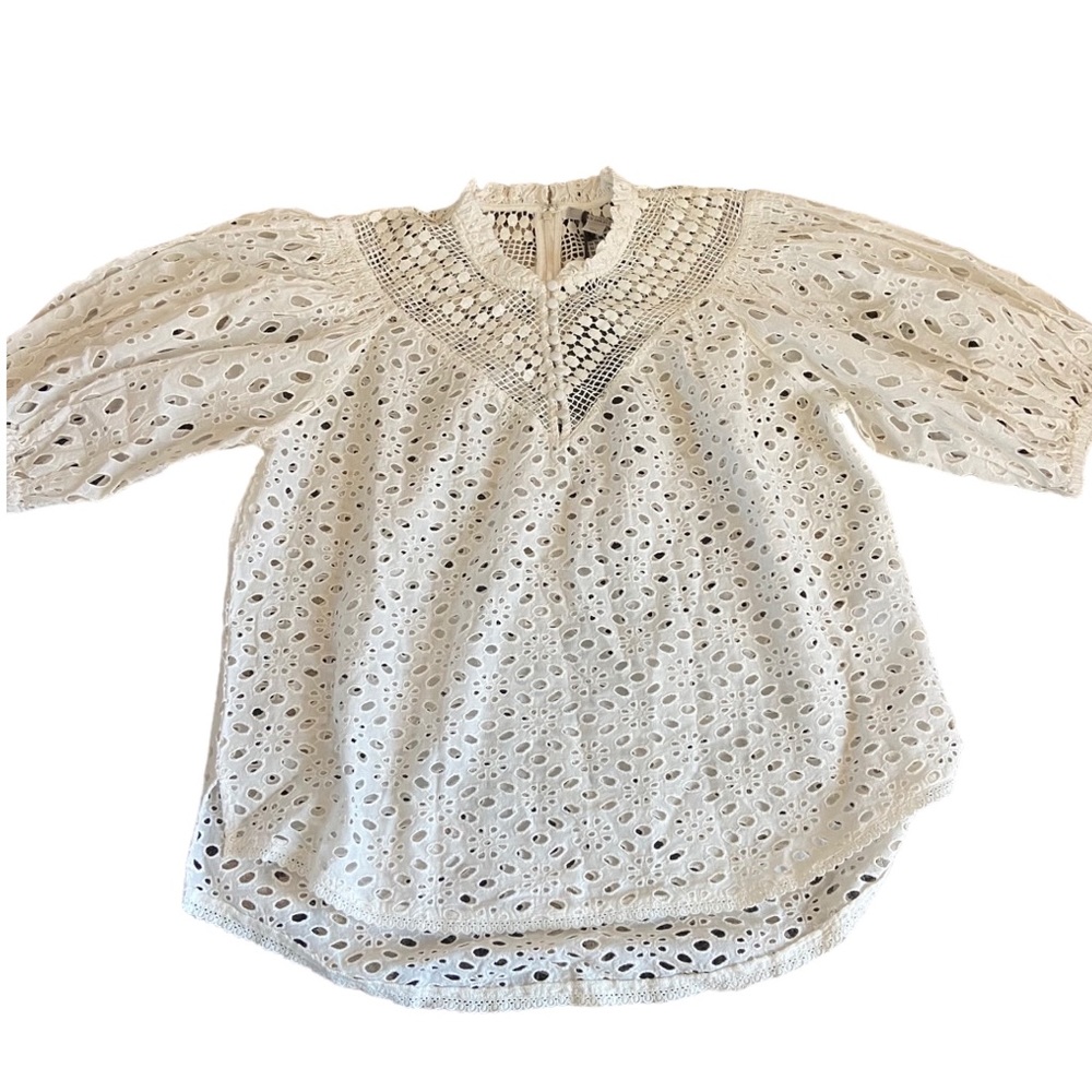 All Saints “Tila” Lace Top Sz 8 Chalk White 100% Cotton - Picture 3 of 11